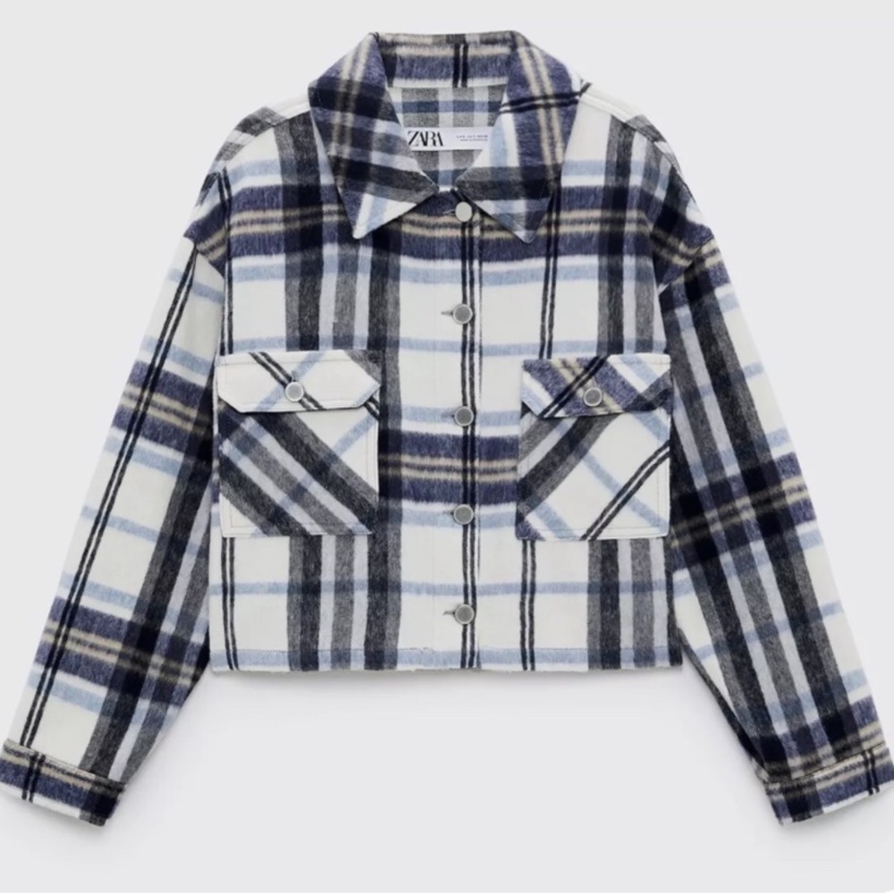 ZARA plaid cropped shacket